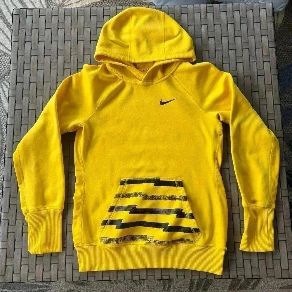 Nike Livestrong‎ Therma-Fit Unisex Hooded Pullover Sweatshirt Size Small Yellow